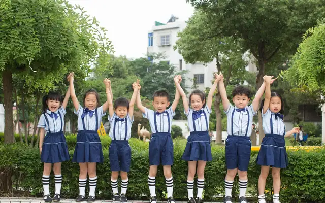 Children wearing school uniforms